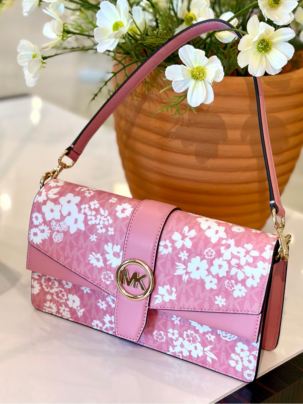 Michael Kors Greenwich Medium Printed Signature Logo Convertible Shoulder Bag